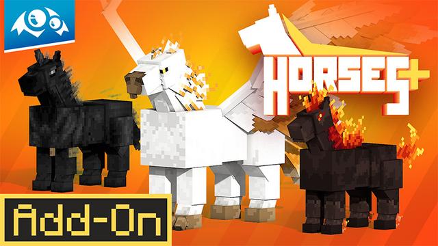 Thumbnail of the Minecraft Bedrock Marketplace product Horses+ created by Monster Egg Studios.