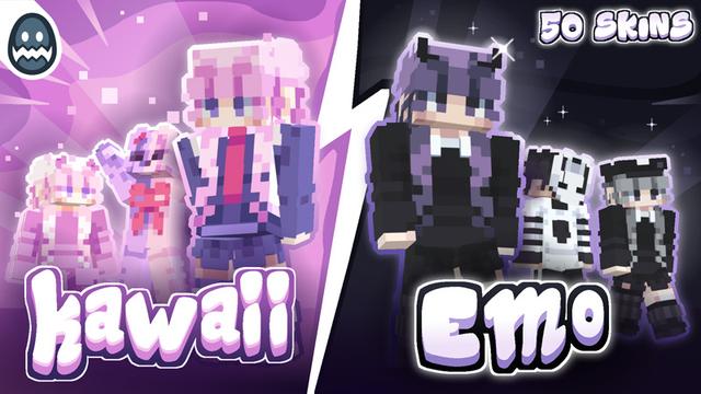 Thumbnail of the Minecraft Bedrock Marketplace product Kawaii X Emo created by Monster Egg Studios.