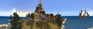 Panorama of the Minecraft Bedrock Marketplace product Rosedale Isle created by Monster Egg Studios.