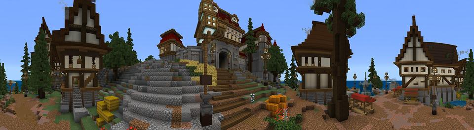 Panorama of the Minecraft Bedrock Marketplace product Rubidus Island created by Monster Egg Studios.