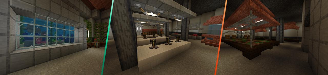 Panorama of the Minecraft Bedrock Marketplace product Secret Cave Base created by Monster Egg Studios.