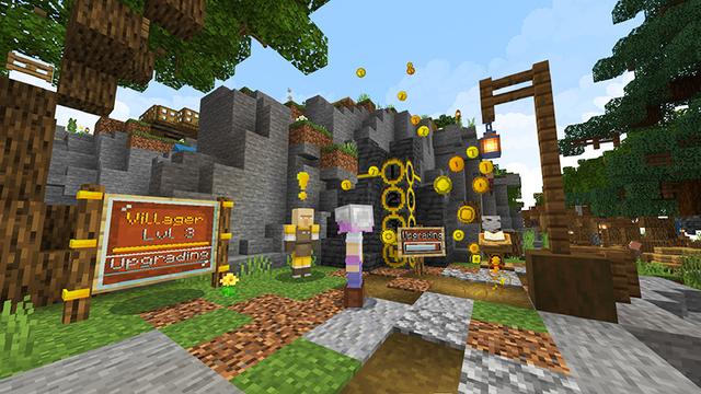 Screenshot of the Minecraft Bedrock Marketplace product Skyblock Tycoon+ created by Monster Egg Studios.