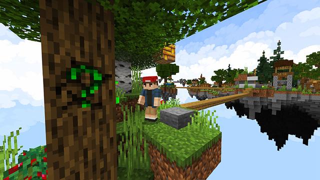 Screenshot of the Minecraft Bedrock Marketplace product Skyblock Tycoon+ created by Monster Egg Studios.
