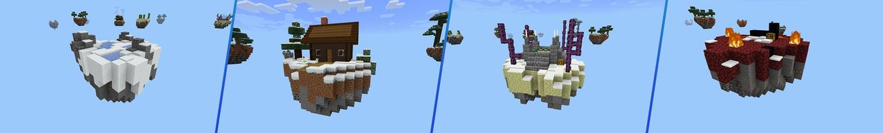 Panorama of the Minecraft Bedrock Marketplace product Snowy Skyblock created by Monster Egg Studios.