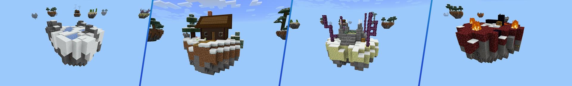 Panorama of the Minecraft Bedrock Marketplace product Snowy Skyblock created by Monster Egg Studios.