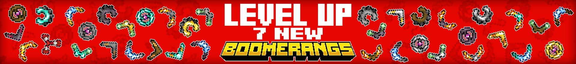Panorama of the Minecraft Bedrock Marketplace product Survival Boomerangs created by Mush Co.
