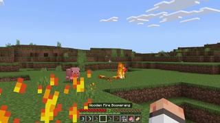 Screenshot of the Minecraft Bedrock Marketplace product Survival Boomerangs created by Mush Co.