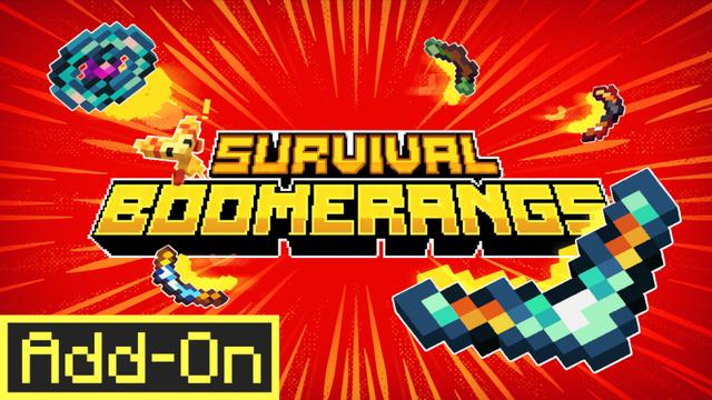 Thumbnail of the Minecraft Bedrock Marketplace product Survival Boomerangs created by Mush Co.