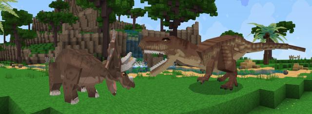 Panorama of the Minecraft Bedrock Marketplace product Among Dinosaurs created by Mythicus.