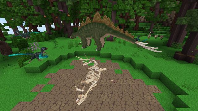 Screenshot of the Minecraft Bedrock Marketplace product Among Dinosaurs created by Mythicus.