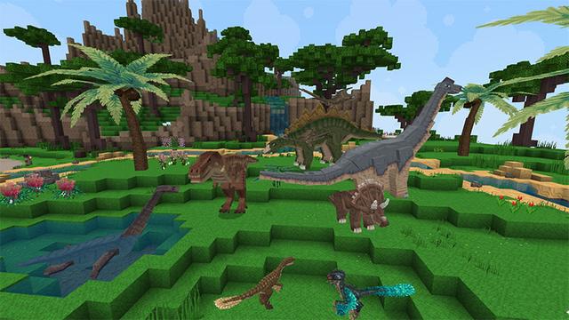 Screenshot of the Minecraft Bedrock Marketplace product Among Dinosaurs created by Mythicus.