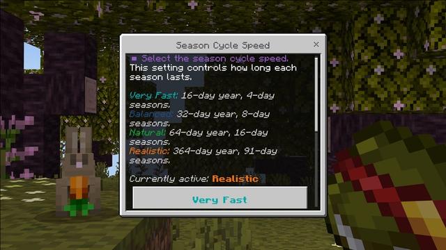 Screenshot of the Minecraft Bedrock Marketplace product Realistic Seasons Add-On created by Mythicus.