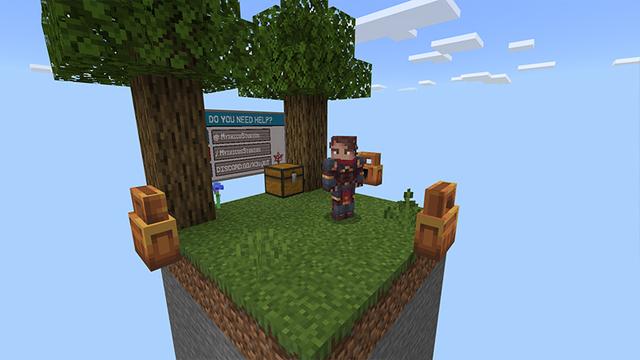 Screenshot of the Minecraft Bedrock Marketplace product SKYBLOCK+ created by Mythicus.