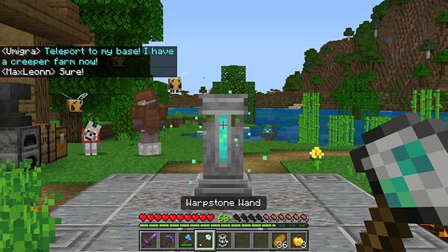 Screenshot of the Minecraft Bedrock Marketplace product Warpstones Add-On created by Mythicus.
