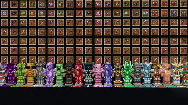 Screenshot of the Minecraft Bedrock Marketplace product Weapons + Tools Add-On created by Mythicus.