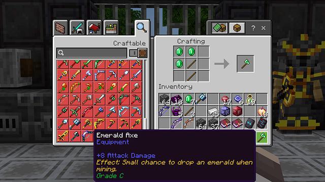 Screenshot of the Minecraft Bedrock Marketplace product Weapons + Tools Add-On created by Mythicus.