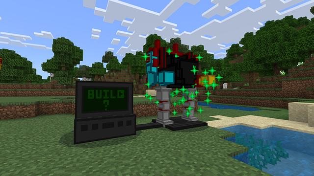 Screenshot of the Minecraft Bedrock Marketplace product Blocky Mechs Add-On created by Netherpixel.