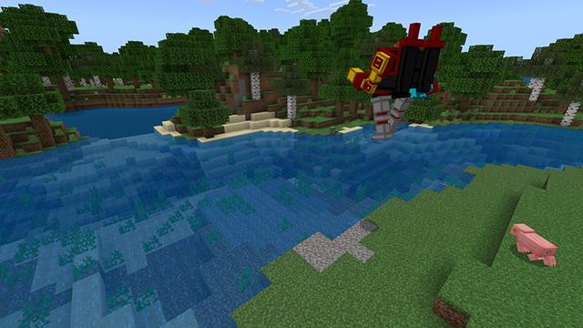 Screenshot of the Minecraft Bedrock Marketplace product Blocky Mechs Add-On created by Netherpixel.