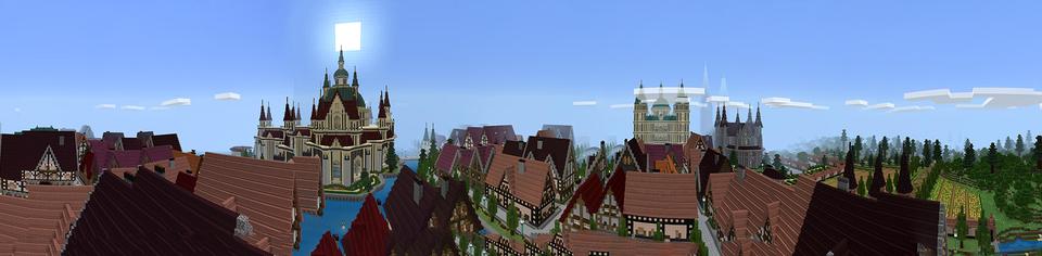 Panorama of the Minecraft Bedrock Marketplace product Brightmoor Castle created by Netherpixel.