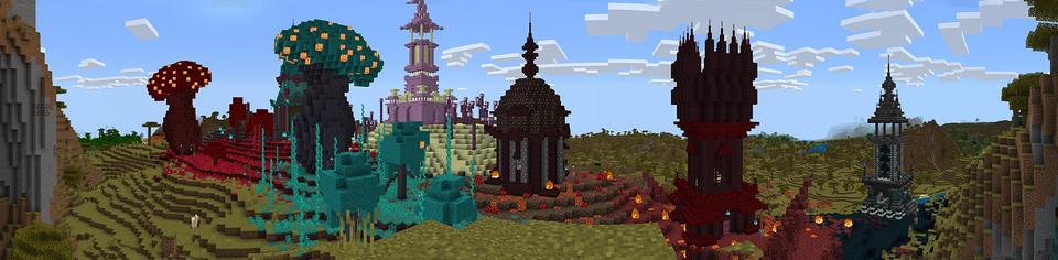 Panorama of the Minecraft Bedrock Marketplace product Challenge: Walk on the Blocks created by Netherpixel.