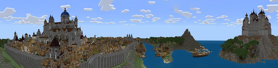 Panorama of the Minecraft Bedrock Marketplace product Dwarven City Demolition Crew created by Netherpixel.