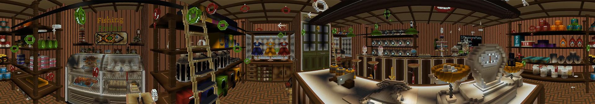 Panorama of the Minecraft Bedrock Marketplace product Flyz Grocery created by Netherpixel.