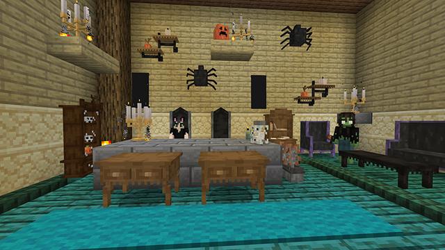 Screenshot of the Minecraft Bedrock Marketplace product Halloween Furniture created by Netherpixel.