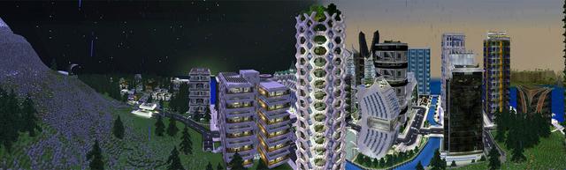 Panorama of the Minecraft Bedrock Marketplace product Model City created by Netherpixel.