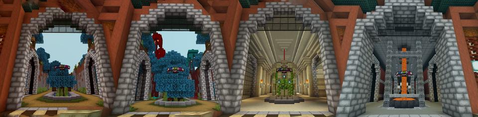Panorama of the Minecraft Bedrock Marketplace product Parkour Party created by Netherpixel.
