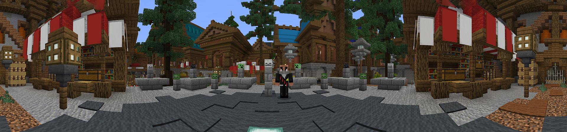 Panorama of the Minecraft Bedrock Marketplace product Rainbow Village created by Netherpixel.