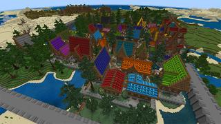 Screenshot of the Minecraft Bedrock Marketplace product Rainbow Village created by Netherpixel.
