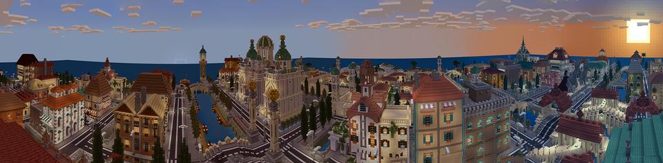 Panorama of the Minecraft Bedrock Marketplace product Sunset Bay: Racing created by Netherpixel.