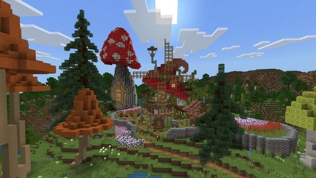 Screenshot of the Minecraft Bedrock Marketplace product The Lost Kingdom of Mushrooms created by Netherpixel.