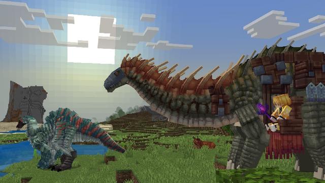 Screenshot of the Minecraft Bedrock Marketplace product Dinosaurs & Weapons Add-On created by Next Studio.