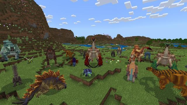 Screenshot of the Minecraft Bedrock Marketplace product Dinosaurs & Weapons Add-On created by Next Studio.