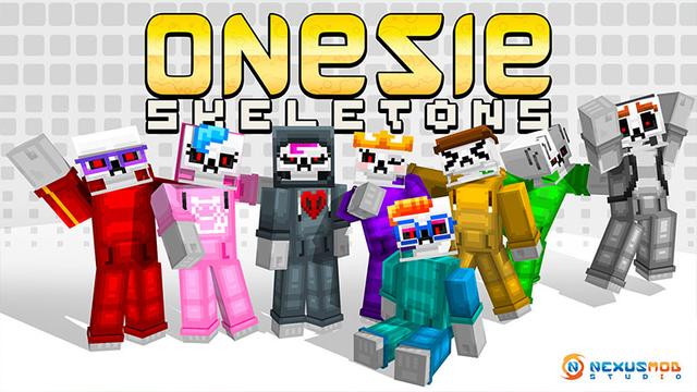 Thumbnail of the Minecraft Bedrock Marketplace product Onesie Skeletons created by Nexus Mob.