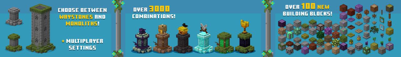 Panorama of the Minecraft Bedrock Marketplace product Ultimate Waystones created by Nexus Mob.