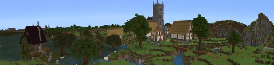 Panorama of the Minecraft Bedrock Marketplace product Advanced Village created by Nitric Concepts.