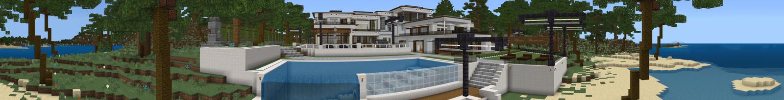 Panorama of the Minecraft Bedrock Marketplace product Billionaire Beach Mansion created by Nitric Concepts.