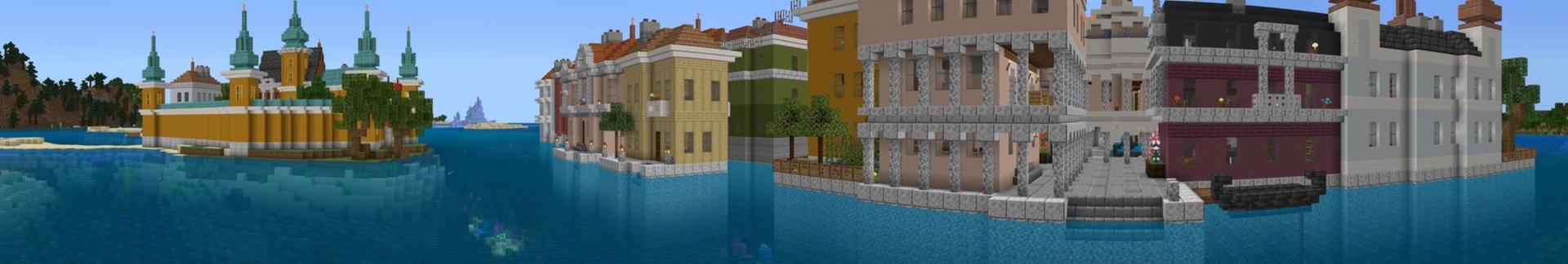 Panorama of the Minecraft Bedrock Marketplace product Canal Town created by Nitric Concepts.