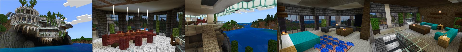 Panorama of the Minecraft Bedrock Marketplace product Cliffside Mansion created by Nitric Concepts.