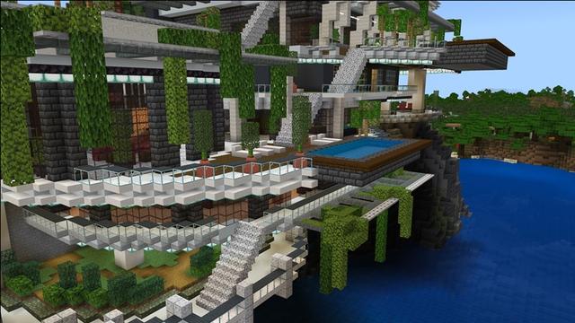 Screenshot of the Minecraft Bedrock Marketplace product Cliffside Mansion created by Nitric Concepts.