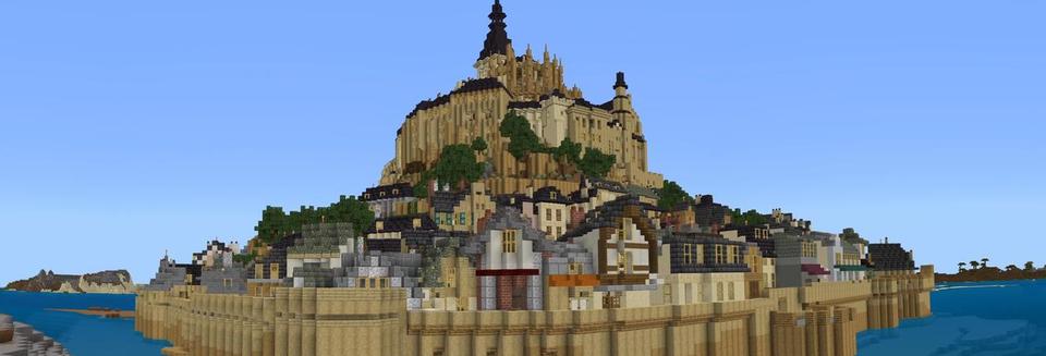 Panorama of the Minecraft Bedrock Marketplace product Explore Le Mont Saint Michel created by Nitric Concepts.