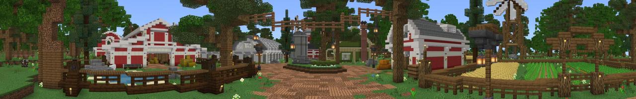 Panorama of the Minecraft Bedrock Marketplace product Friendly Farm created by Nitric Concepts.