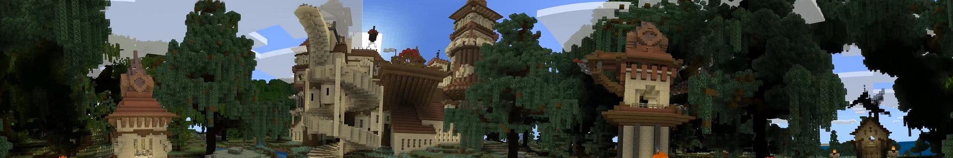 Panorama of the Minecraft Bedrock Marketplace product Jungle Castle Hideaway created by Nitric Concepts.