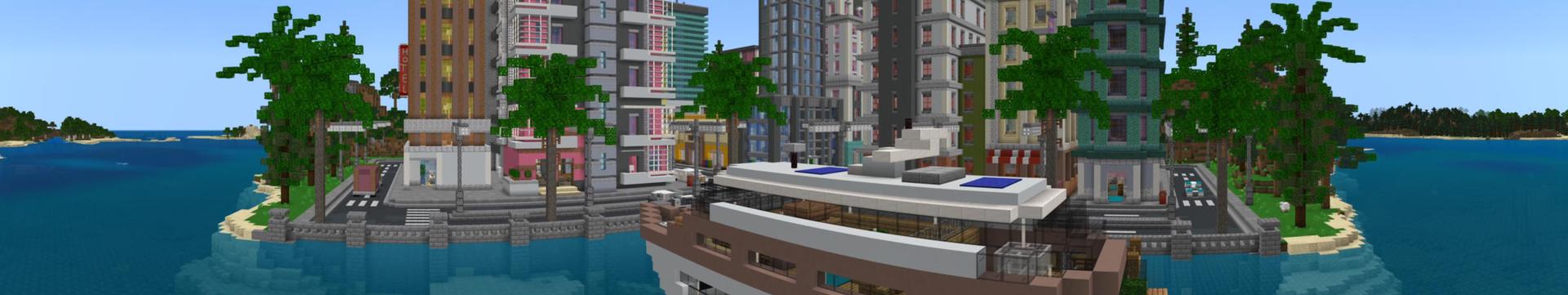 Panorama of the Minecraft Bedrock Marketplace product Neon City created by Nitric Concepts.