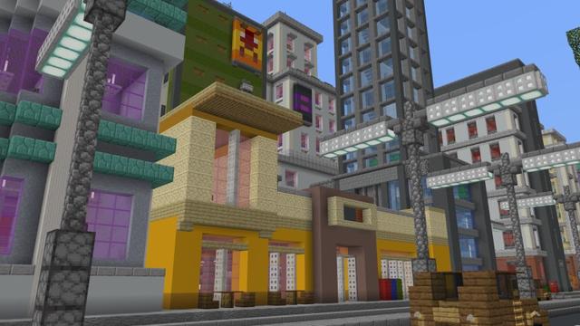 Screenshot of the Minecraft Bedrock Marketplace product Neon City created by Nitric Concepts.