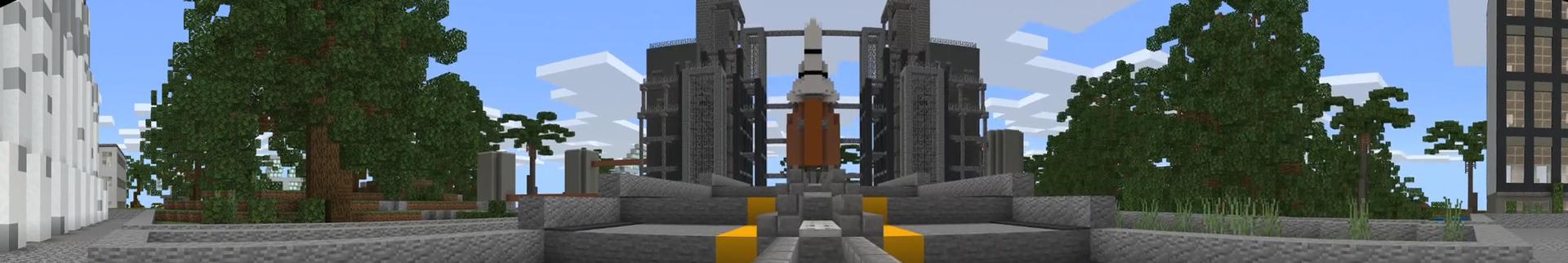 Panorama of the Minecraft Bedrock Marketplace product Space Launch created by Nitric Concepts.
