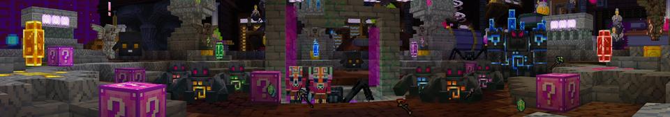 Panorama of the Minecraft Bedrock Marketplace product Spooky Lucky Blocks created by Nitric Concepts.