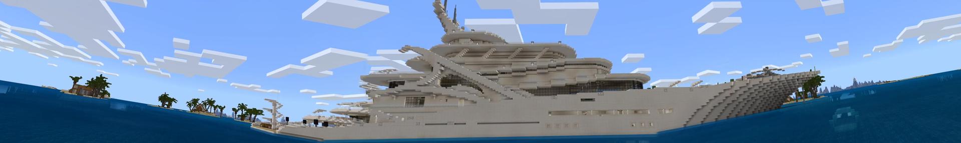 Panorama of the Minecraft Bedrock Marketplace product Super Yacht created by Nitric Concepts.